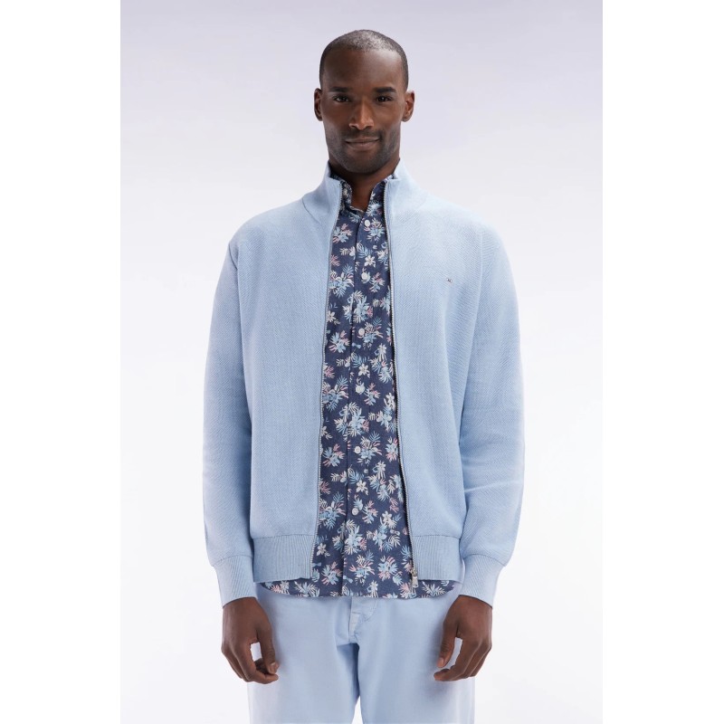 Cardigan zippé en coton nid d'abeille EDEN PARK
