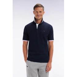 Maillot à manches courtes en coton marine et gris broderie dos EDEN PARK