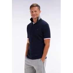 Maillot à manches courtes en coton marine et gris broderie dos EDEN PARK