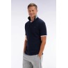 Maillot à manches courtes en coton marine et gris broderie dos EDEN PARK