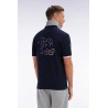 Maillot à manches courtes en coton marine et gris broderie dos EDEN PARK
