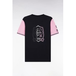 T-shirt XV de France bicolore en coton marine et rose broderie Coq EDEN PARK