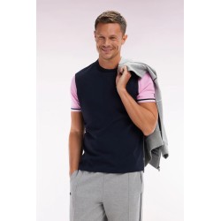T-shirt XV de France bicolore en coton marine et rose broderie Coq EDEN PARK