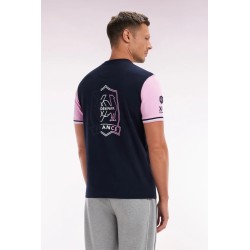 T-shirt XV de France bicolore en coton marine et rose broderie Coq EDEN PARK