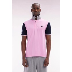Polo à manches courtes en piqué coton rose broderie 10 manche