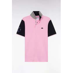 Polo à manches courtes en piqué coton rose broderie 10 manche