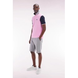 Polo à manches courtes en piqué coton rose broderie 10 manche