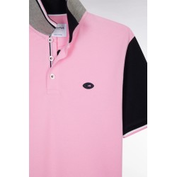 Polo à manches courtes en piqué coton rose broderie 10 manche