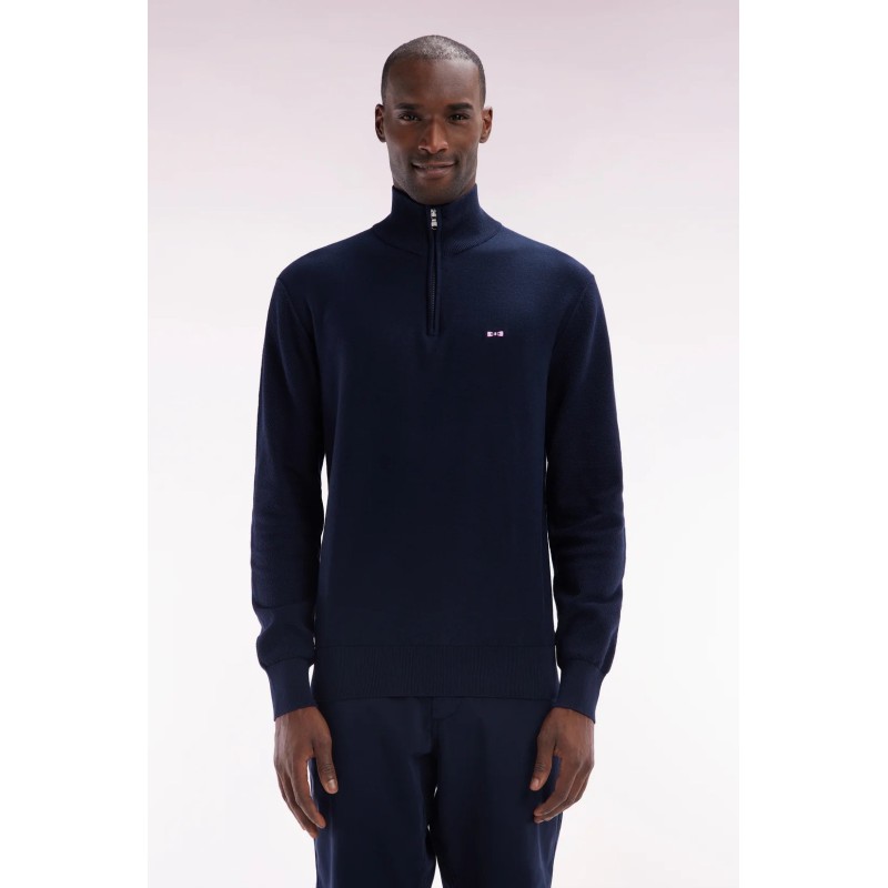 Pull col camionneur en coton broderie dos nœud papillon cerclée EDEN PARK