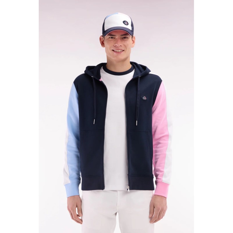 Sweatshirt zippé en molleton coton colorblock EDEN PARK