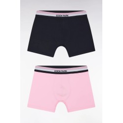 Lot de deux boxers en jersey de coton stretch unis à ceinture élastique tricolore EDEN PARK