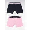 Lot de deux boxers en jersey de coton stretch unis à ceinture élastique tricolore EDEN PARK