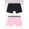 Lot de deux boxers en jersey de coton stretch unis à ceinture élastique tricolore EDEN PARK