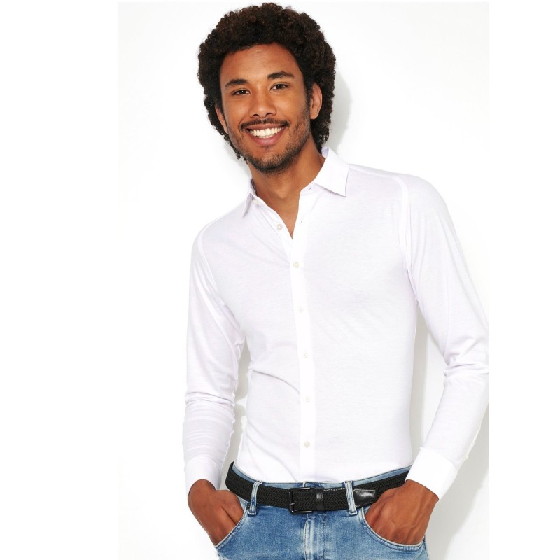 Chemise slim en jersey de coton unie DESOTO