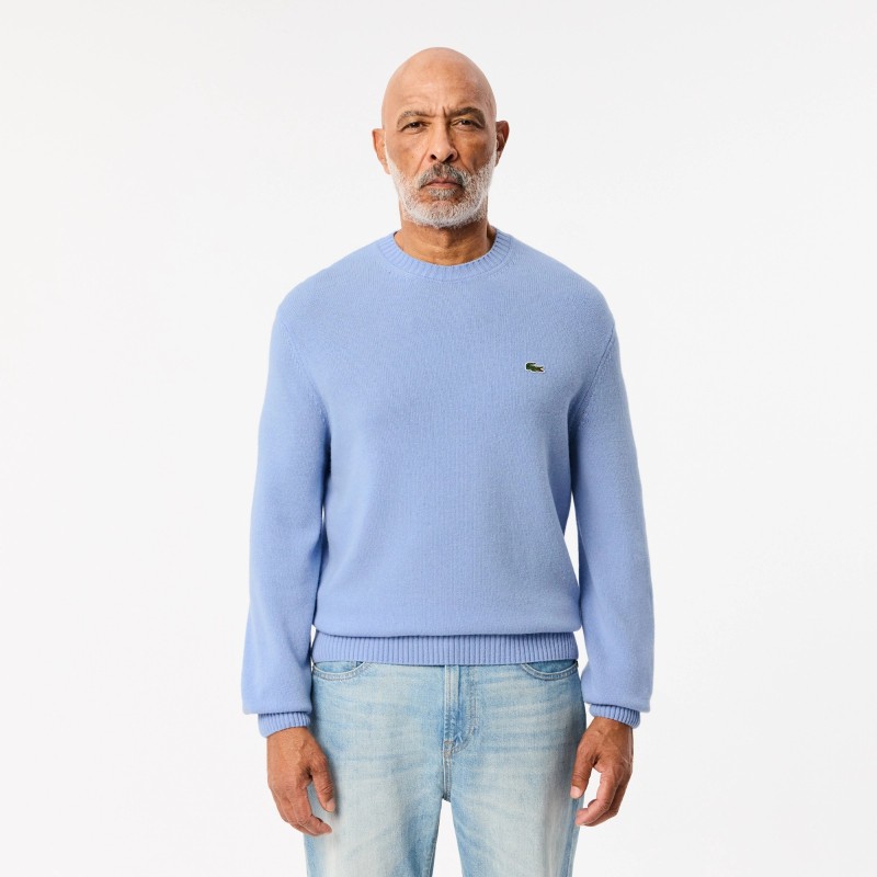 Pull en laine cardée col rond LACOSTE