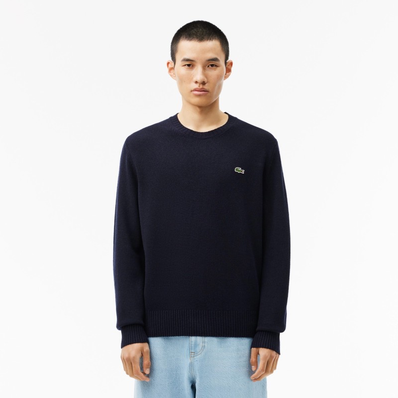 Pull en laine cardée col rond LACOSTE