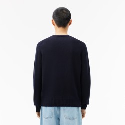 Pull en laine cardée col rond LACOSTE