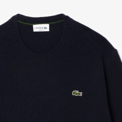 Pull en laine cardée col rond LACOSTE