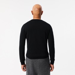 Pull en laine mérinos uni col V LACOSTE