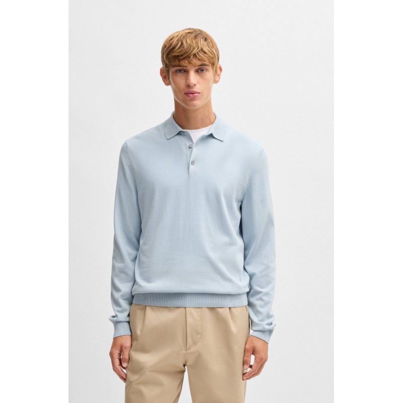 Pull en jersey de coton avec col polo BOSS