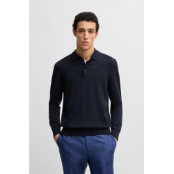 Pull en jersey de coton avec col polo BOSS