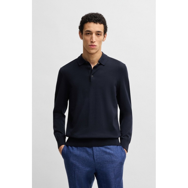 Pull en jersey de coton avec col polo BOSS