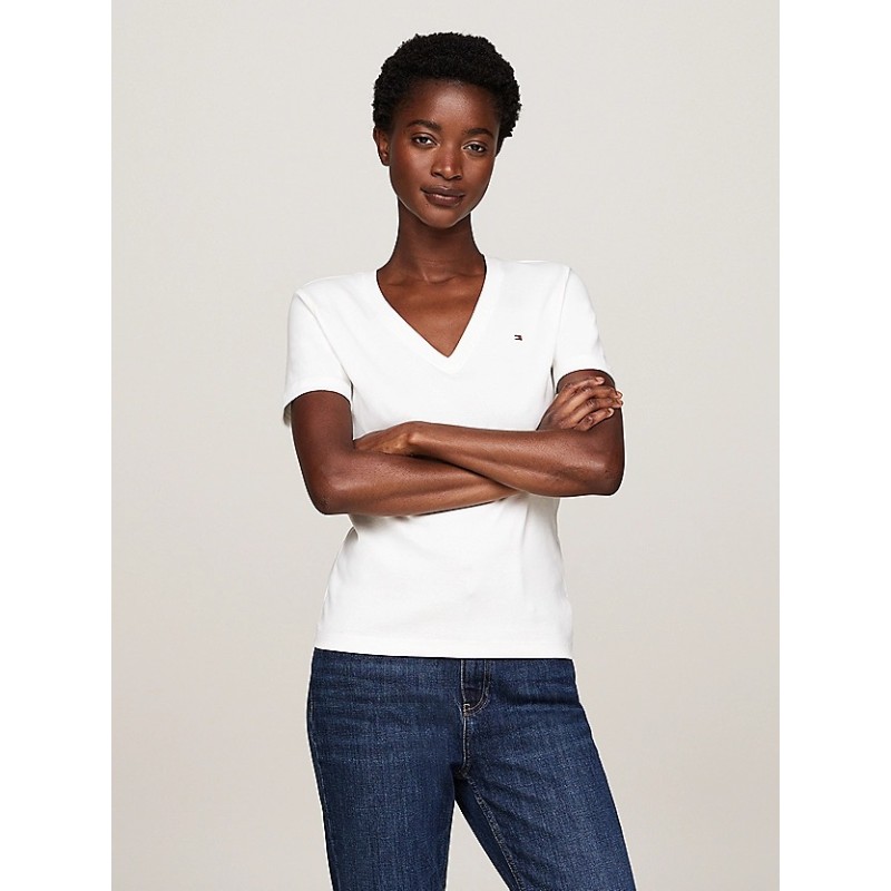 T-shirt ajusté à col en V TOMMY HILFIGER