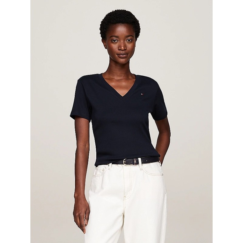 T-shirt ajusté à col en V TOMMY HILFIGER