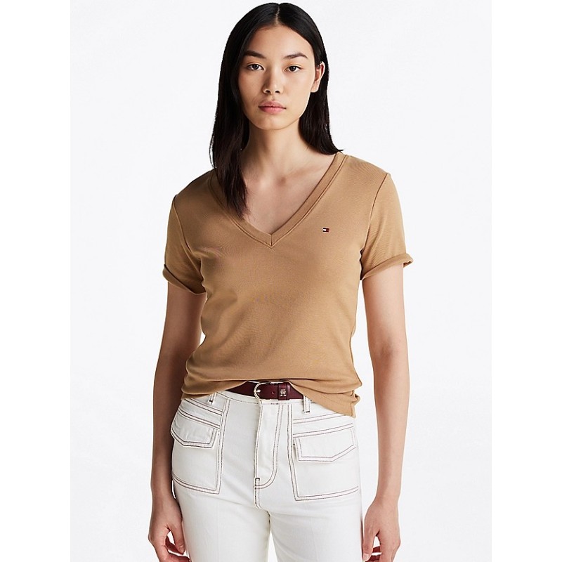 T-shirt ajusté à col en V TOMMY HILFIGER