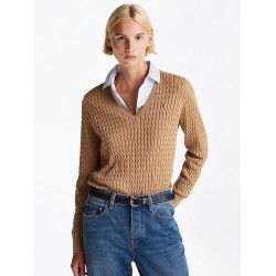 Pull en maille torsadée col en V TOMMY HILFIGER