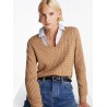 Pull en maille torsadée col en V TOMMY HILFIGER