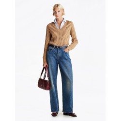 Pull en maille torsadée col en V TOMMY HILFIGER