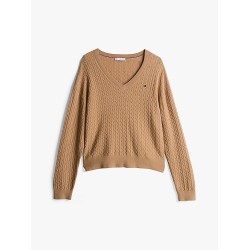 Pull en maille torsadée col en V TOMMY HILFIGER