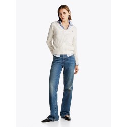 Pull en maille torsadée col en V TOMMY HILFIGER