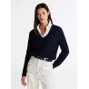 Pull en maille torsadée col en V TOMMY HILFIGER