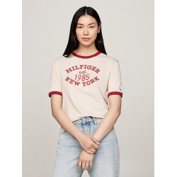 T-shirt à bordure contrastée et logo TOMMY HILFIGER