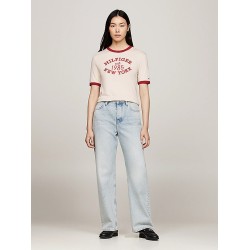 T-shirt à bordure contrastée et logo TOMMY HILFIGER
