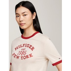 T-shirt à bordure contrastée et logo TOMMY HILFIGER