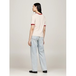 T-shirt à bordure contrastée et logo TOMMY HILFIGER