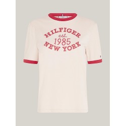 T-shirt à bordure contrastée et logo TOMMY HILFIGER