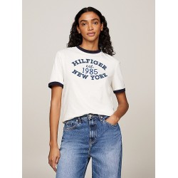 T-shirt à bordure contrastée et logo TOMMY HILFIGER