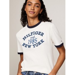 T-shirt à bordure contrastée et logo TOMMY HILFIGER