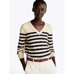 Pull en maille fine à col en V TOMMY HILFIGER