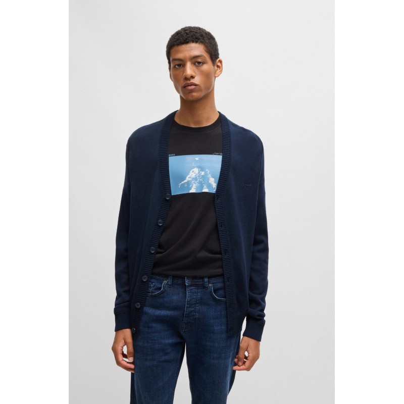 Cardigan en laine mélangée BOSS