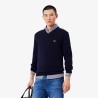 Pull coton uni col V LACOSTE