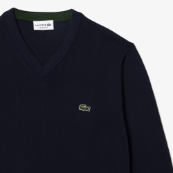 Pull coton uni col V LACOSTE