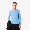 Pull coton uni col V LACOSTE