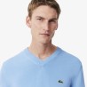 Pull coton uni col V LACOSTE