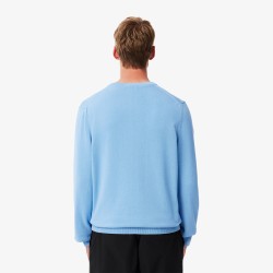 Pull coton uni col V LACOSTE