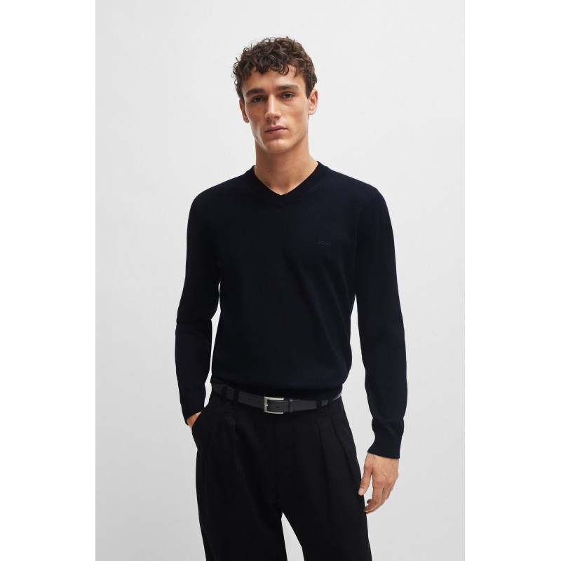 Pull col V en coton BOSS